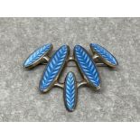 Hroar Prydz unusual sterling silver and blue enamel brooch fully marked in very good condition