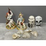 Miscellaneous items including Laurel and Hardy salt and pepper shakers and figures