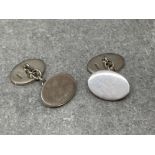 Silver oval cuff links