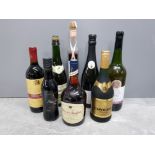 8 bottles of mixed alcohol including Napoleon brandy, Damson gin, Fino sherry etc
