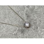 Silver and CZ round pendant and chain