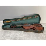 Early 20th century violin and bow in original case