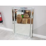 All glass rectangular shaped mirror 74x105cm