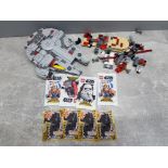 Lego star wars Millennium Falcon together with Lego starwars collectors cards and extra ship