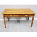 Rustic oak 2 drawer writing desk 137x76x76cm