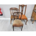 3 miscellaneous wooden chairs, includes carved Victorian , Windsor style etc