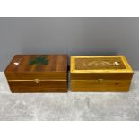 2 x handmade boxes, one with clover 26cm x 16cm x 14 cms