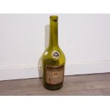 Large Martell Cognac bottle, green glass, perfect money box, Height 48cm