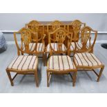 Set of 6 Heavily carved shield back chairs, 2 carvers and 4 singles plus a matching low sideboard