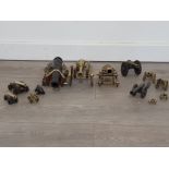 Twelve model cannons made from brass and bronze