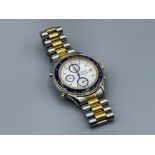 Gents Seiko chronograph SQ100 watch featuring white dial with chronograph in blue fully working