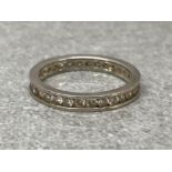 Silver full CZ eternity ring (1 stone missing) size S