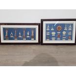 Two framed dioramas of sailors knots