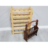 Wooden 6 tier wine rack together with a rustic effect magazine rack
