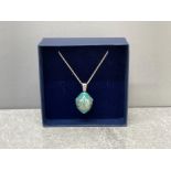 Silver enamel and CZ egg pendant and chain