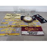 A collectable lot of drink glasses from pernod,dab guinness and carlsberg along with a carlsberg