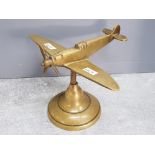 Heavy brass revolving model of the WWII spitfire fighter plane