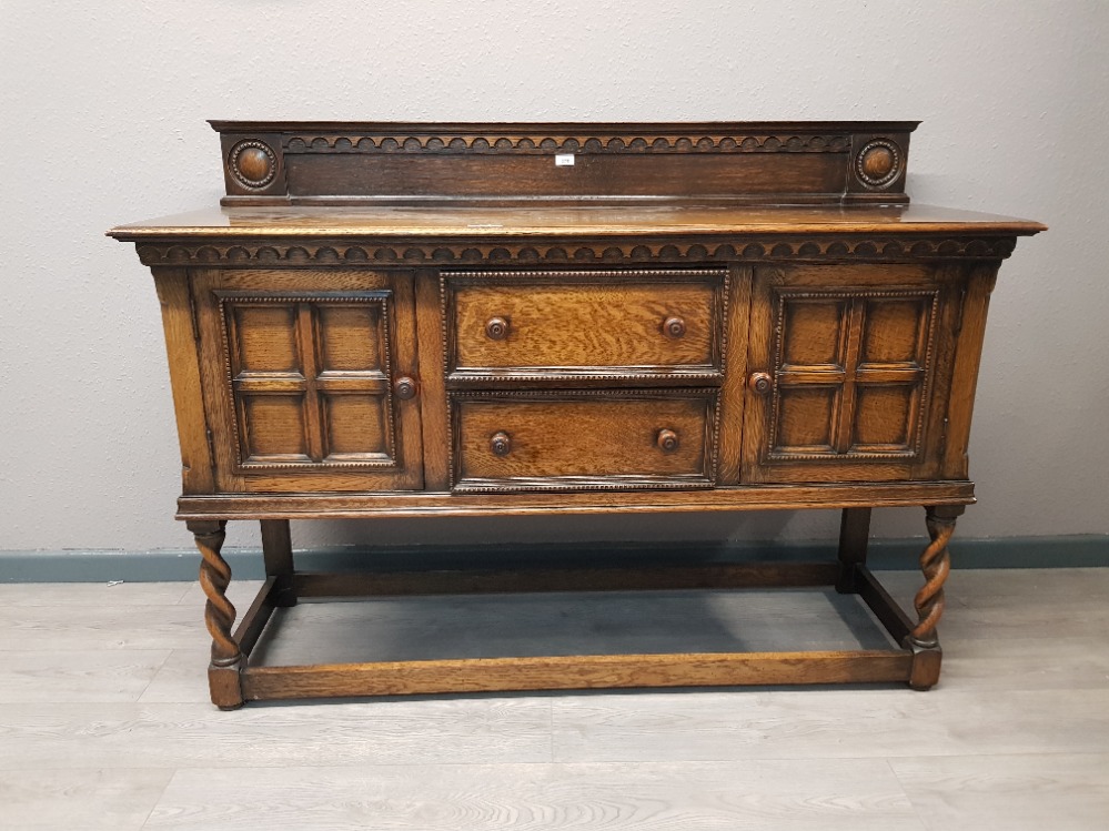 Carved oak buffet backed sideboard