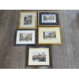 5 framed prints of Newcastle and North Shields fish quay by B Simpson