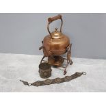Copper effect spirit kettle with stand together with gladiator style cuff and necklet in the same
