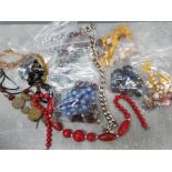 Box containing costume jewellery necklaces, various styles