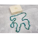 Turquoise bead long necklace with box