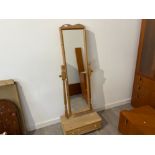 Pine storage 1 drawer cheval mirror