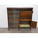 An early inter war flame mahogany and walnut wardrobe with lock.key included