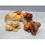 4 oriental reproduction netsuke figures