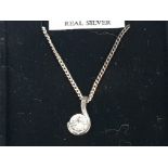 Silver and cz pendant on chain 3.4g gross