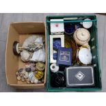Box and crate of interesting ceramics and glass includes ringtons, royal Worcester and Edinburgh