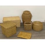 Large lot of wicker baskets