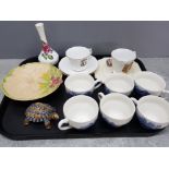 Tray of mixed ceramics includes wade tortoise and leaf dish plus commemorative ware etc