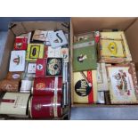 2 boxes containing a large Quantity of vintage cigar tins and boxes