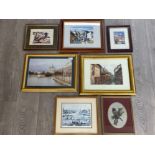 7 framed pictures including L S Lowery print