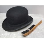 Vintage Blackburns NO 806 bowler hat with vintage tailor and hatter brush