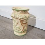 Art deco Burleigh by Burgess and Leigh cream vase with deer and follage in relief