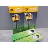 2 JCB outdoor sockets and 2 plant bulb watering devices