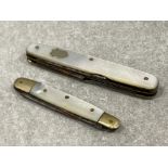 2 mother of pearl pocket knives