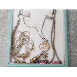 Silver st.Christopher and chain, 3 pairs of silver earrings and silver box link bracelet