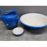 2 pieces of cauldon blue and white ceramics toilet jug and small bowl together with a large Henry