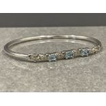 Silver 925 bangle with blue topaz and cz