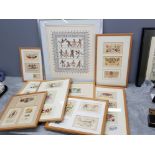 8 framed WWI tapestry silk postcards plus large tapestry sampler