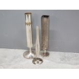 3 mid century modern silver plated bud vases