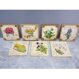 7 beautiful Marks and Spencer handpainted wall plaques, all different flower designs