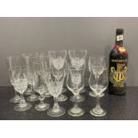 Hand painted Newcastle united bottle red wine and various glasses