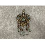 Vintage style filigree pendant with coloured stones