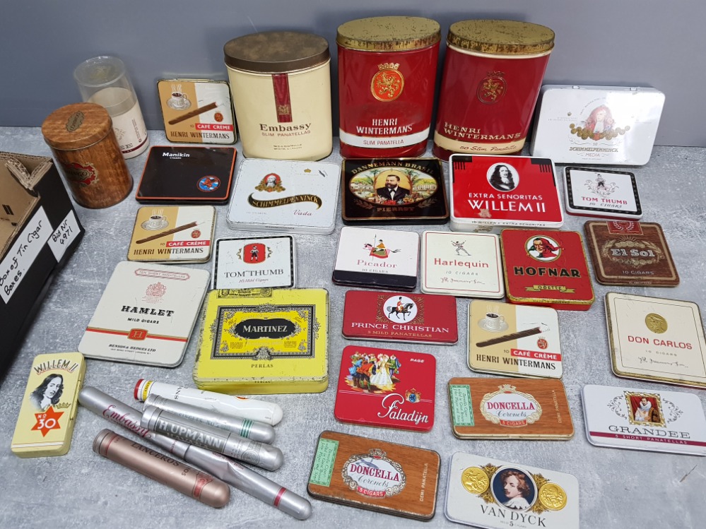 2 boxes containing a large Quantity of vintage cigar tins and boxes - Bild 4 aus 4