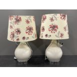 Pair of white and silver lamps with shades