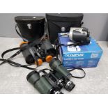 2 pairs of vintage binoculars super Tecnar and Panorama model 3845 also includes boxed olympus